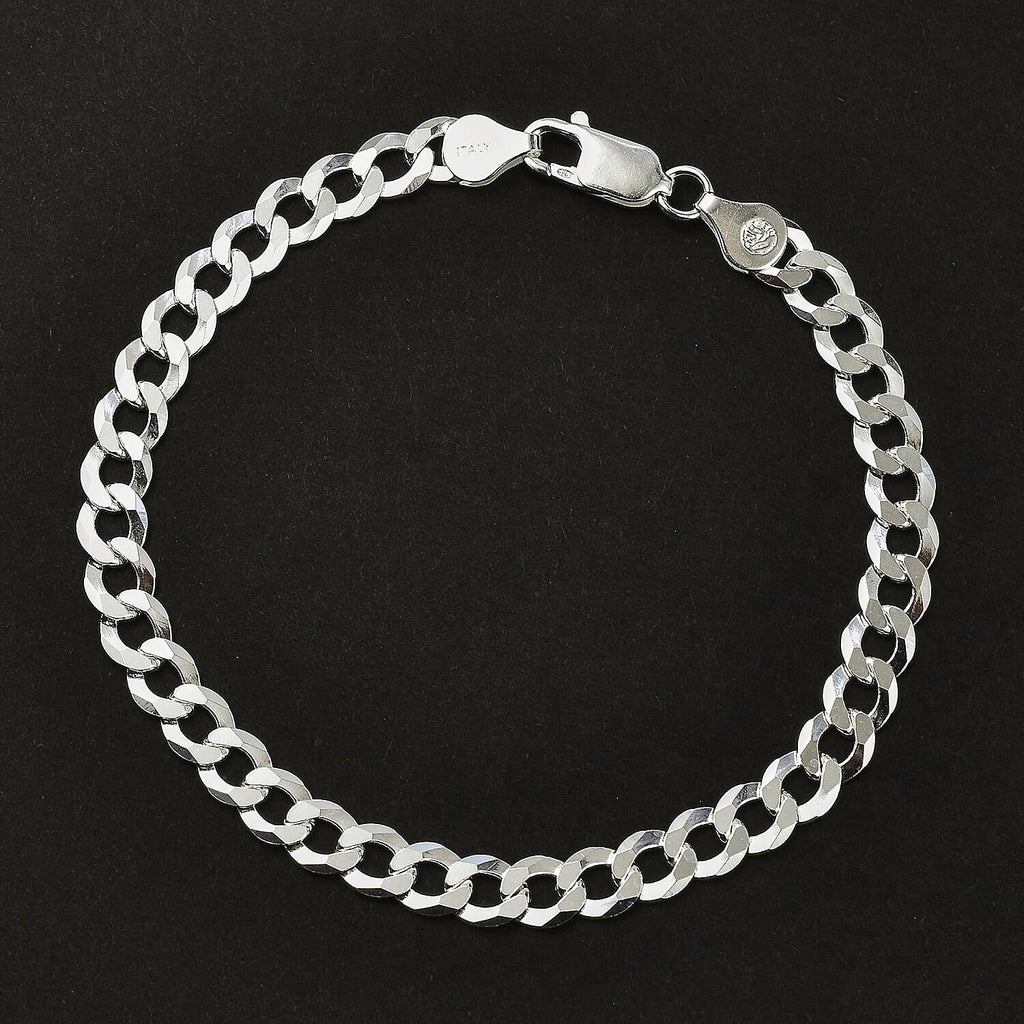 Milan Closeout - Made in ITALY Rounded Curb Bracelet in Sterling Silver (Size - 8), Silver Wt. 7.90 Gms