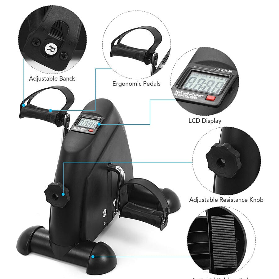 Mini Bike Pedal Exerciser With Digital Display - Black 6088747 2