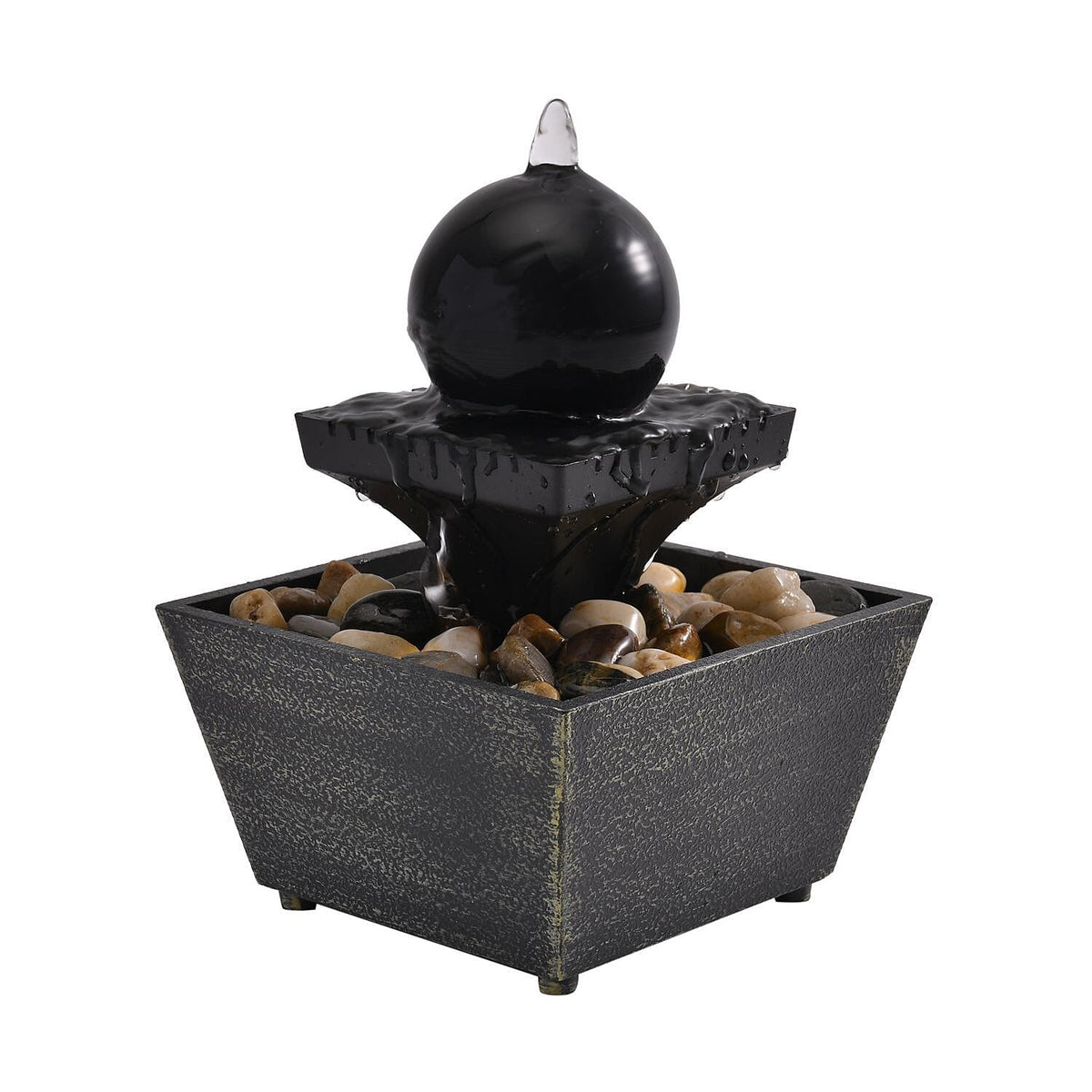 Mini Stones Water Fountain - Black - Portable with LED Lights - Powered on 2 AA Batteries (Not Included) 6021862 3