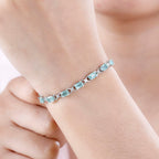 Mint Kyanite & White Zircon Cluster Bracelet (Size - 7) in Platinum Overlay Sterling Silver 10.54 Ct, Silver Wt. 7.81 Gms