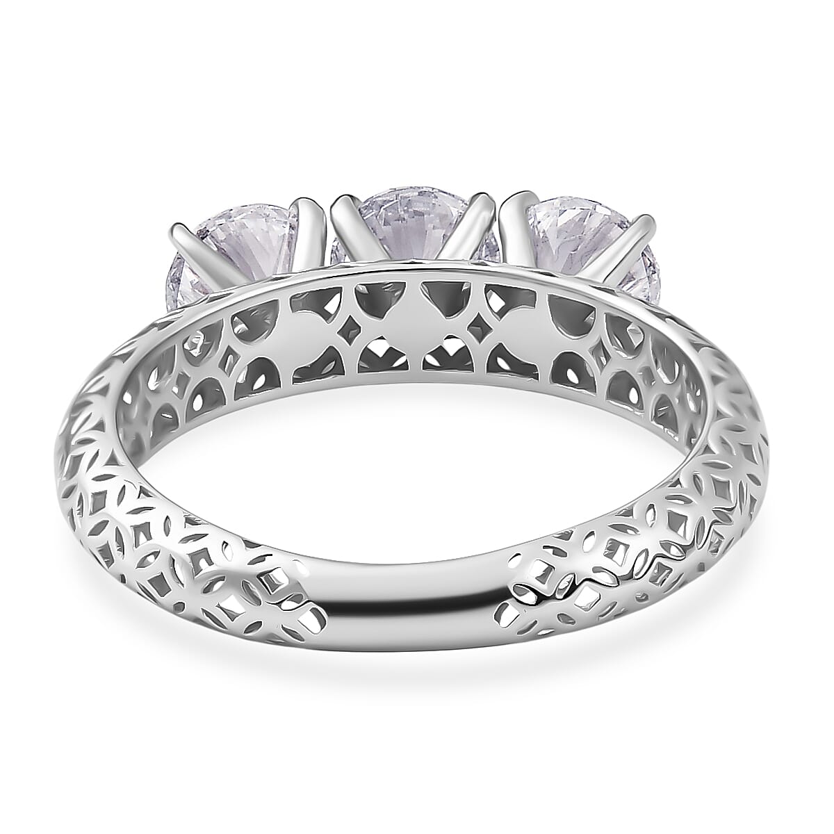 LUXURIANT 1.56 Ct. Lab Grown Diamond Trilogy Ring in 9K White Gold, SGL Certified 8307654 5