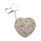 Heart Shape Elegant Sparkly Crystal Compact Mirror (7cm) - Multi Colour