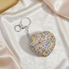 Heart Shape Elegant Sparkly Crystal Compact Mirror (7cm) - Multi Colour