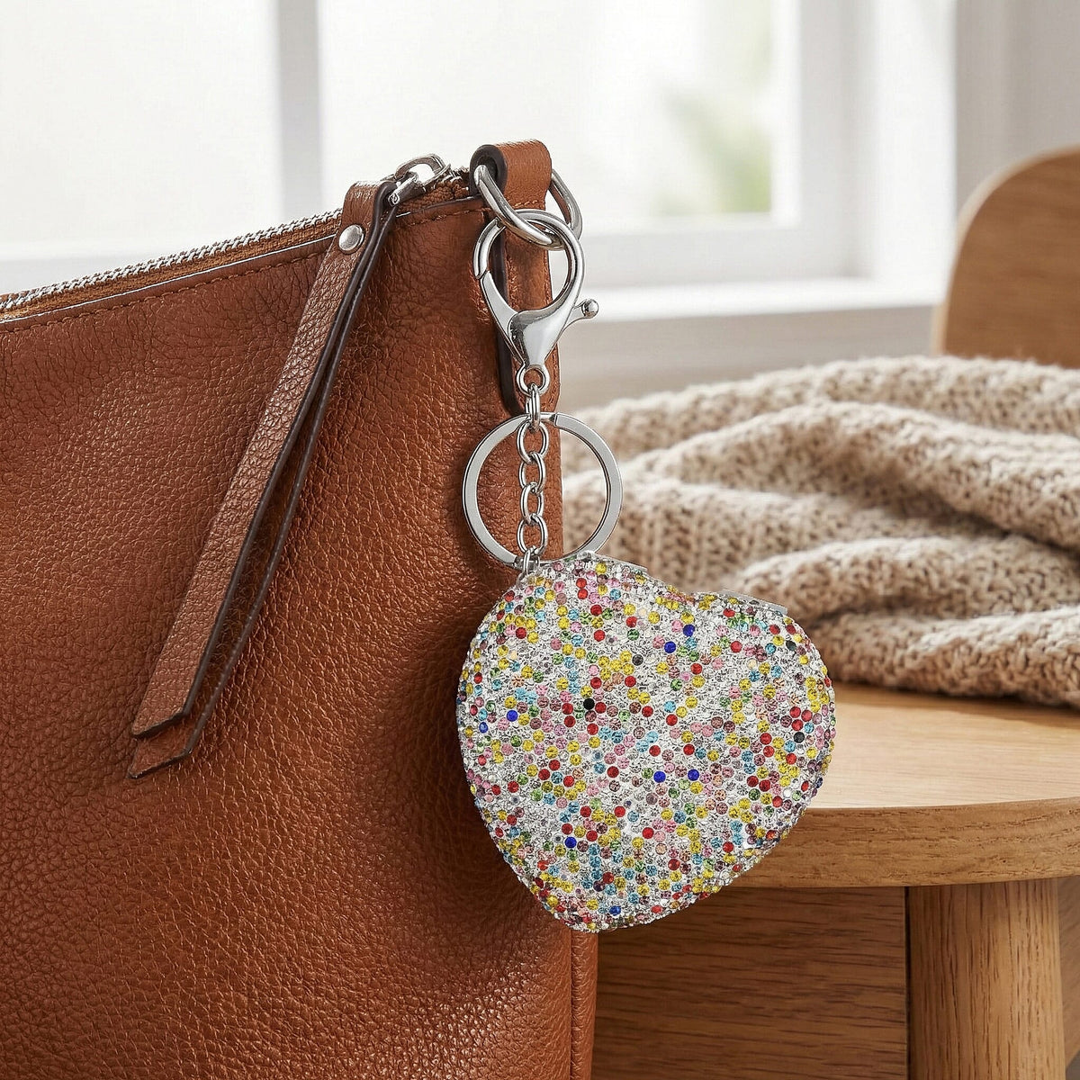 Heart Shape Elegant Sparkly Crystal Compact Mirror (7cm) - Multi Colour V32512449 3
