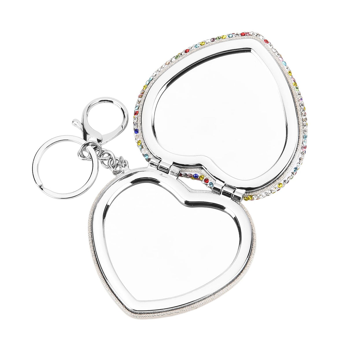Heart Shape Elegant Sparkly Crystal Compact Mirror (7cm) - Multi Colour V32512449 7