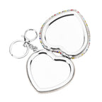 Heart Shape Elegant Sparkly Crystal Compact Mirror (7cm) - Multi Colour