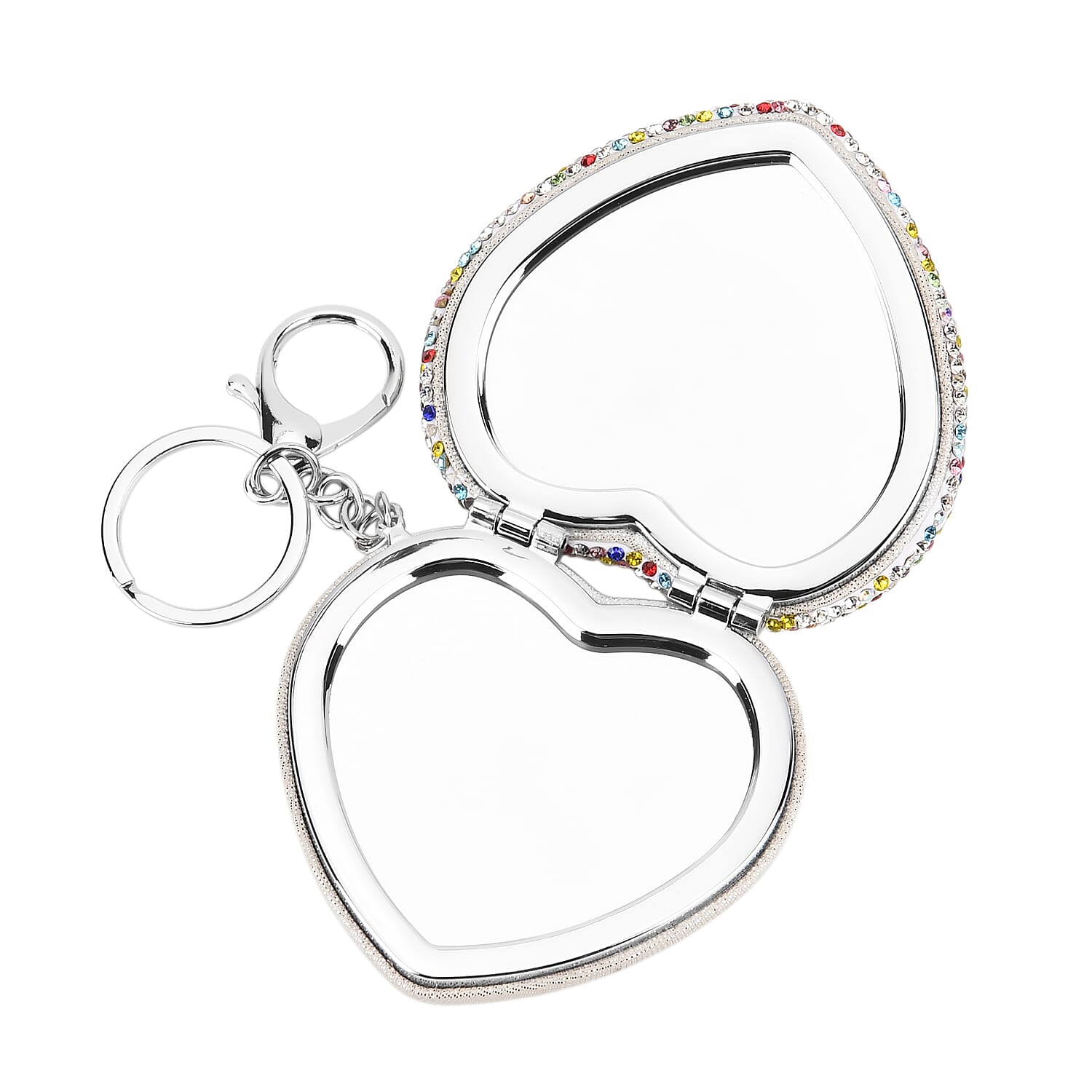 Heart Shape Elegant Sparkly Crystal Compact Mirror (7cm) - Multi Colour V32512449 7