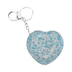 Heart Shape Elegant Sparkly Crystal Compact Mirror (7cm) - White & Blue