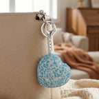 Heart Shape Elegant Sparkly Crystal Compact Mirror (7cm) - White & Blue