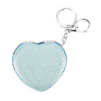 Heart Shape Elegant Sparkly Crystal Compact Mirror (7cm) - White & Blue