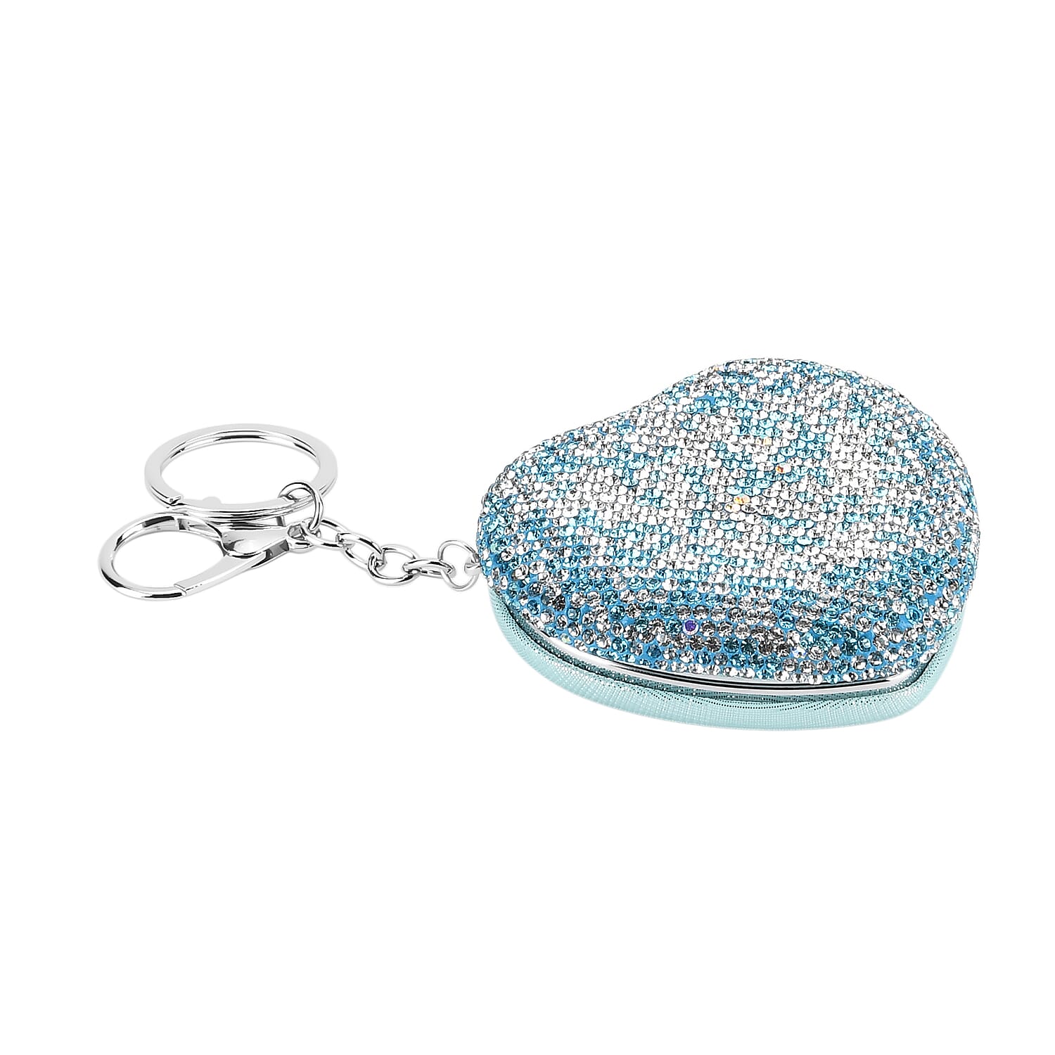 Heart Shape Elegant Sparkly Crystal Compact Mirror (7cm) - White &amp; Blue 8426934 5