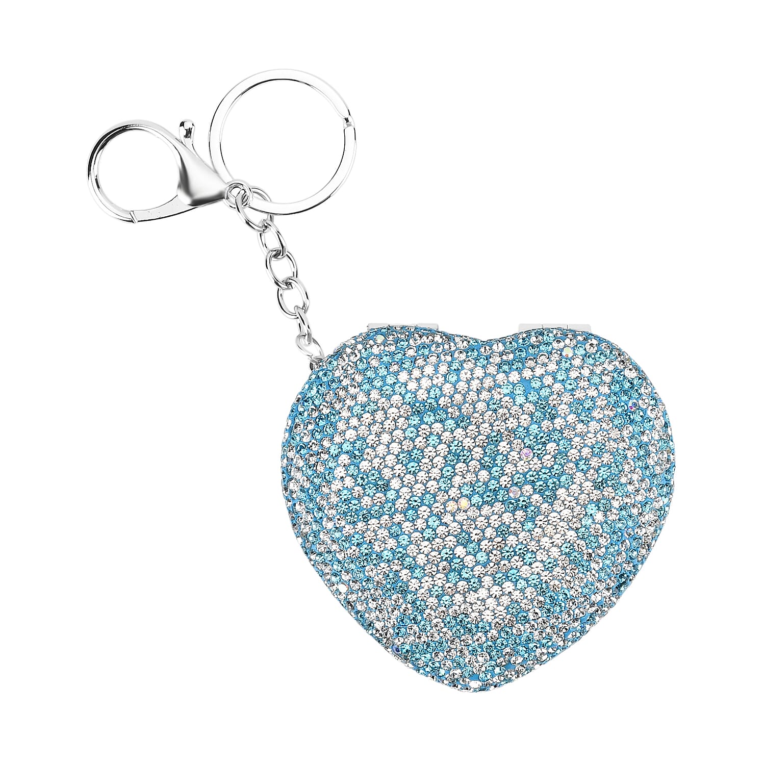Heart Shape Elegant Sparkly Crystal Compact Mirror (7cm) - White &amp; Blue V32348532 0