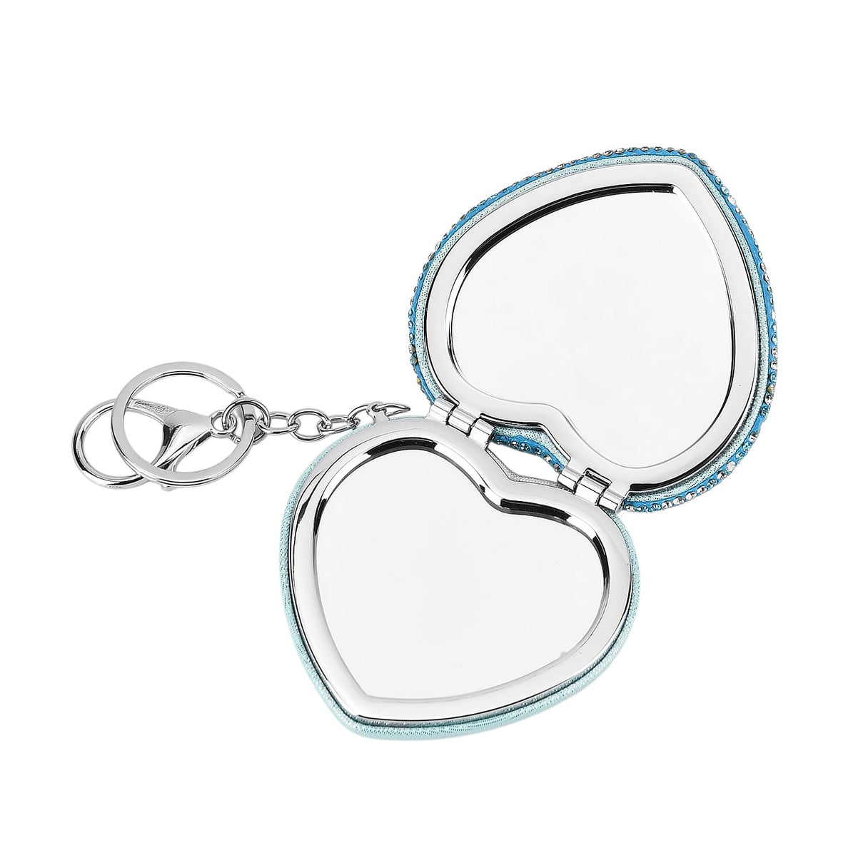 Heart Shape Elegant Sparkly Crystal Compact Mirror (7cm) - White &amp; Blue 8426934 7
