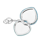 Heart Shape Elegant Sparkly Crystal Compact Mirror (7cm) - White & Blue