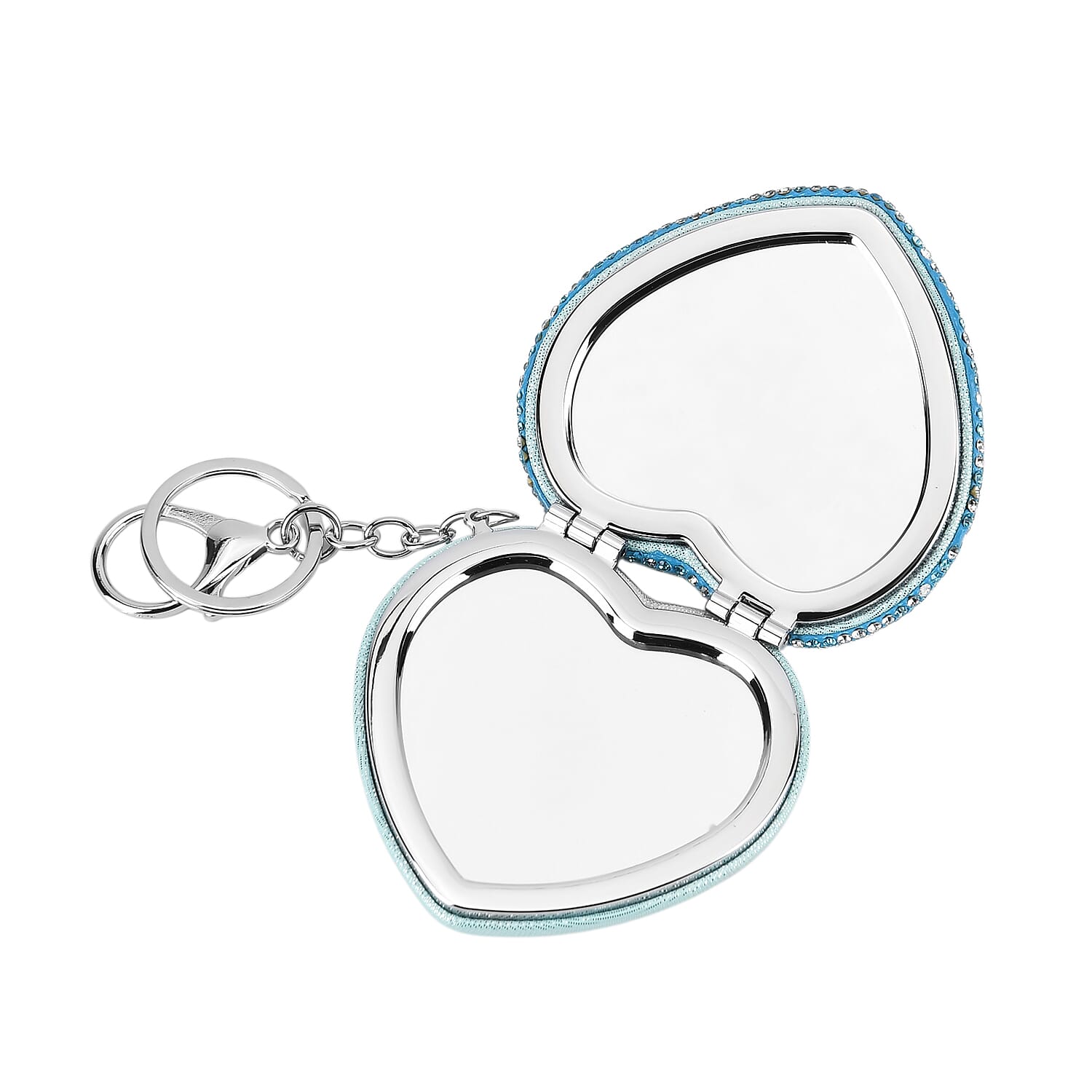 Heart Shape Elegant Sparkly Crystal Compact Mirror (7cm) - White &amp; Blue 8426934 7