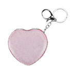 Heart Shape Elegant Sparkly Crystal Compact Mirror (7cm) - White & Pink