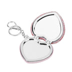 Heart Shape Elegant Sparkly Crystal Compact Mirror (7cm) - White & Pink