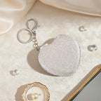 Heart Shape Elegant Sparkly Crystal Compact Mirror (7cm) - White