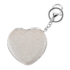 Heart Shape Elegant Sparkly Crystal Compact Mirror (7cm) - White