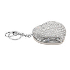 Heart Shape Elegant Sparkly Crystal Compact Mirror (7cm) - White