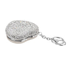 Heart Shape Elegant Sparkly Crystal Compact Mirror (7cm) - White