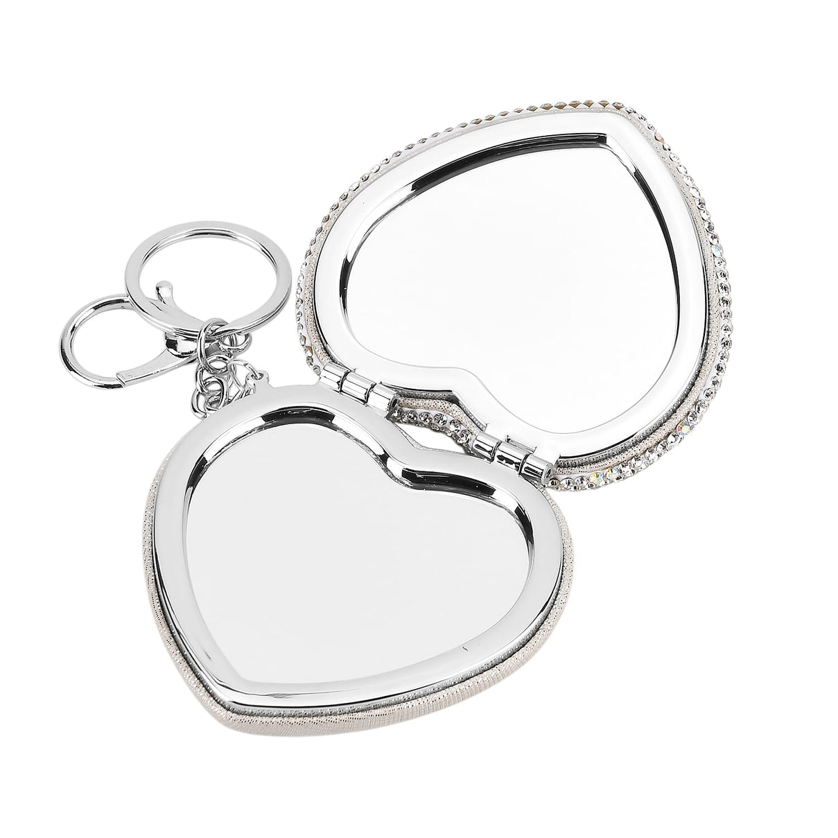 Heart Shape Elegant Sparkly Crystal Compact Mirror (7cm) - White V32512579 7