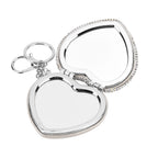 Heart Shape Elegant Sparkly Crystal Compact Mirror (7cm) - White