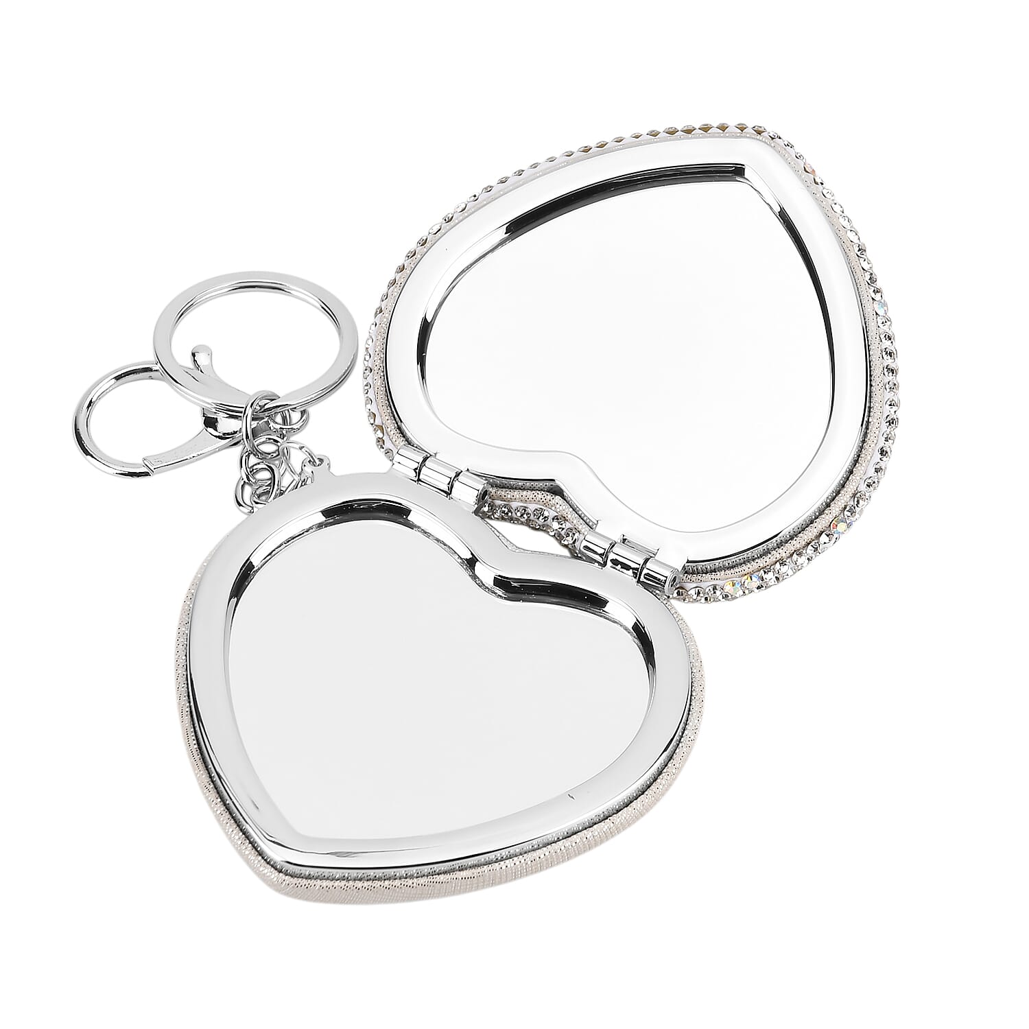 Heart Shape Elegant Sparkly Crystal Compact Mirror (7cm) - White V32512579 7