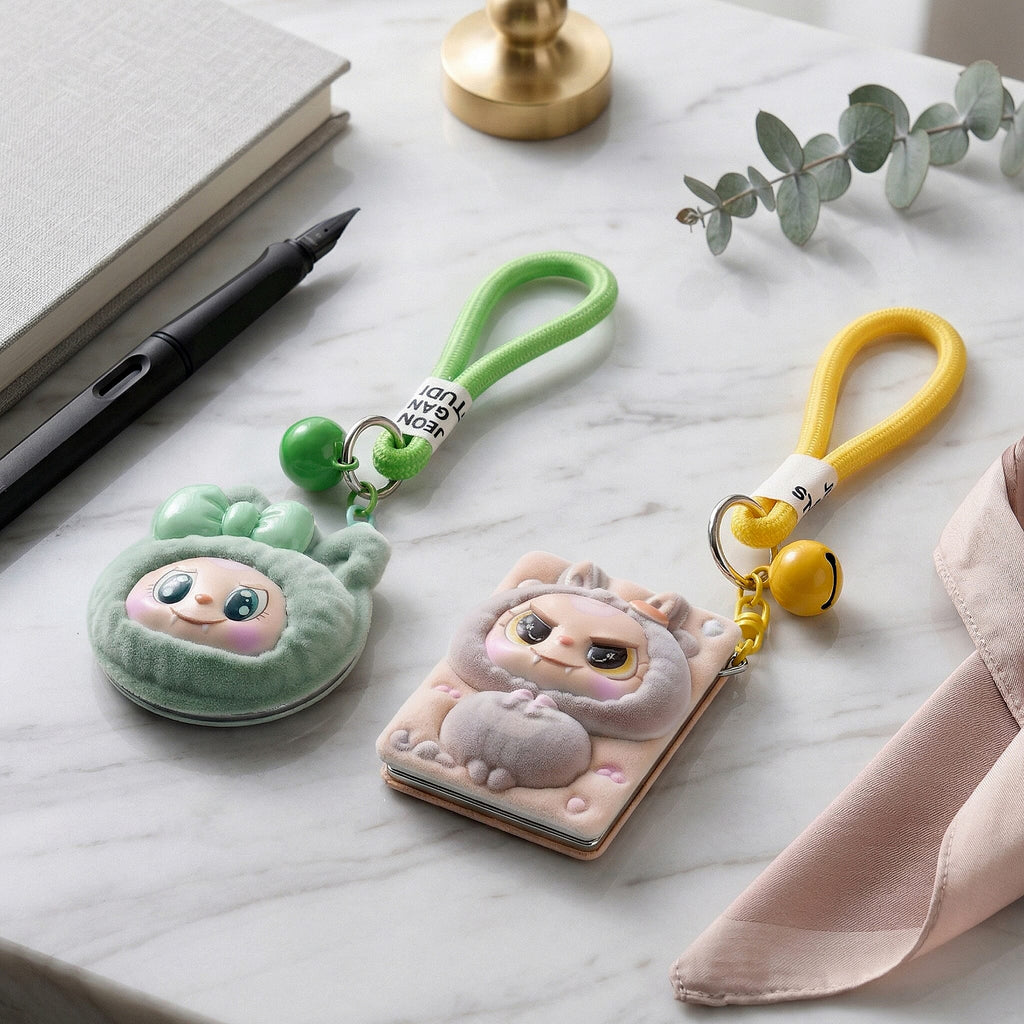 Set of 2 - 3D Character Design Compact Mirrors - Yellow & Green