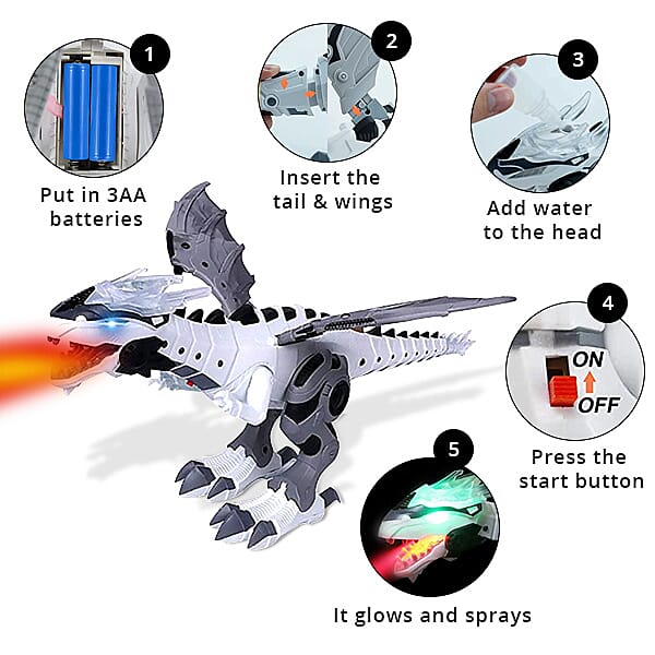 Mist Spray Dragon Toy for Kids with Simulation Roaring, Spraying, Shaking Head, Red Light and Sound 7274798 3