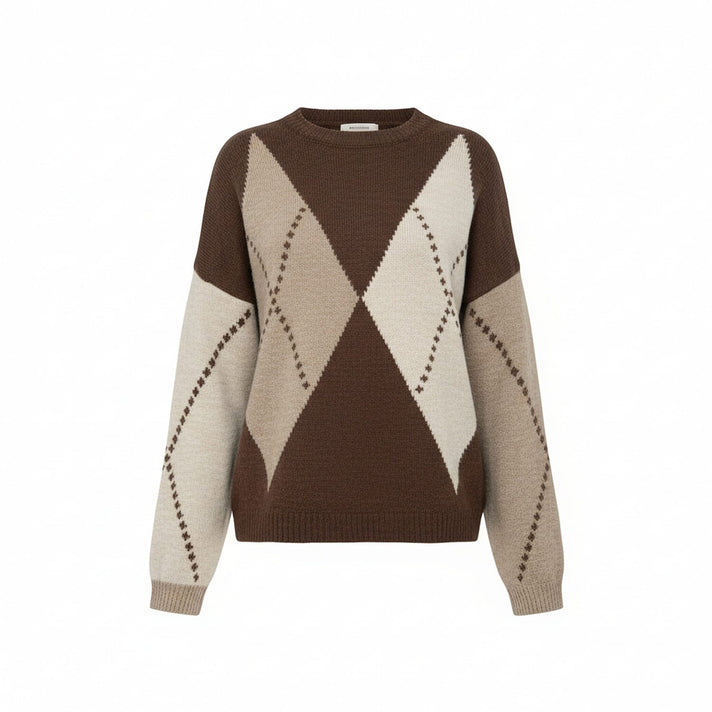 Misumi Argyle Detail Knit Jumper (One Size, 8-18) - Chocolate 8367896 1