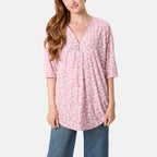 Misumi Blossom Print Front Zip Top (One Size) - Pink