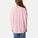 Misumi Blossom Print Front Zip Top (One Size) - Pink