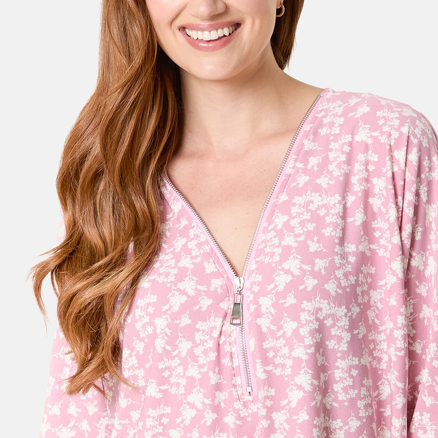 Misumi Blossom Print Front Zip Top (One Size) - Pink V32535337 3