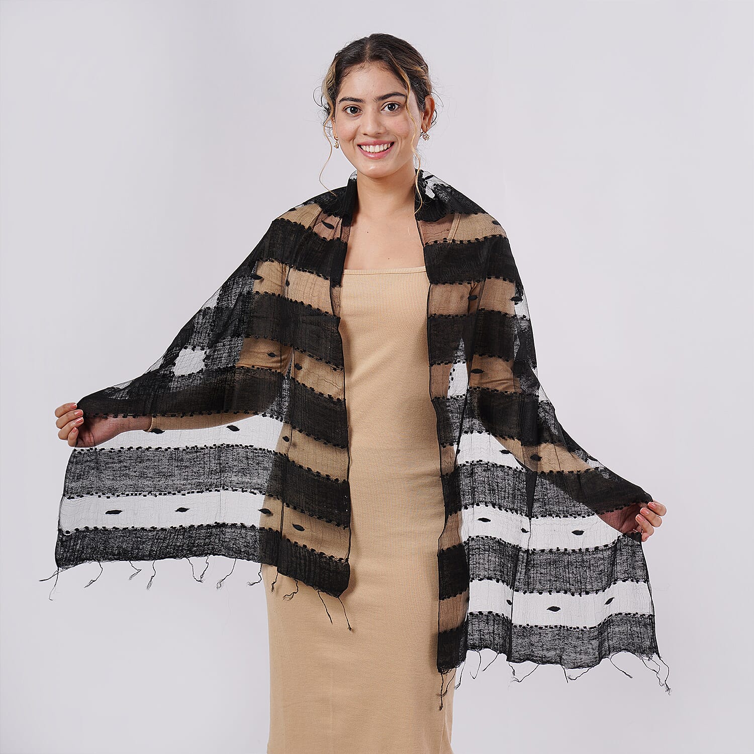 30% Silk and Modal Printed Women's Scarf 7976073 0
