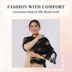30% Silk and Modal Printed Scarf (Size - One Size) - Black