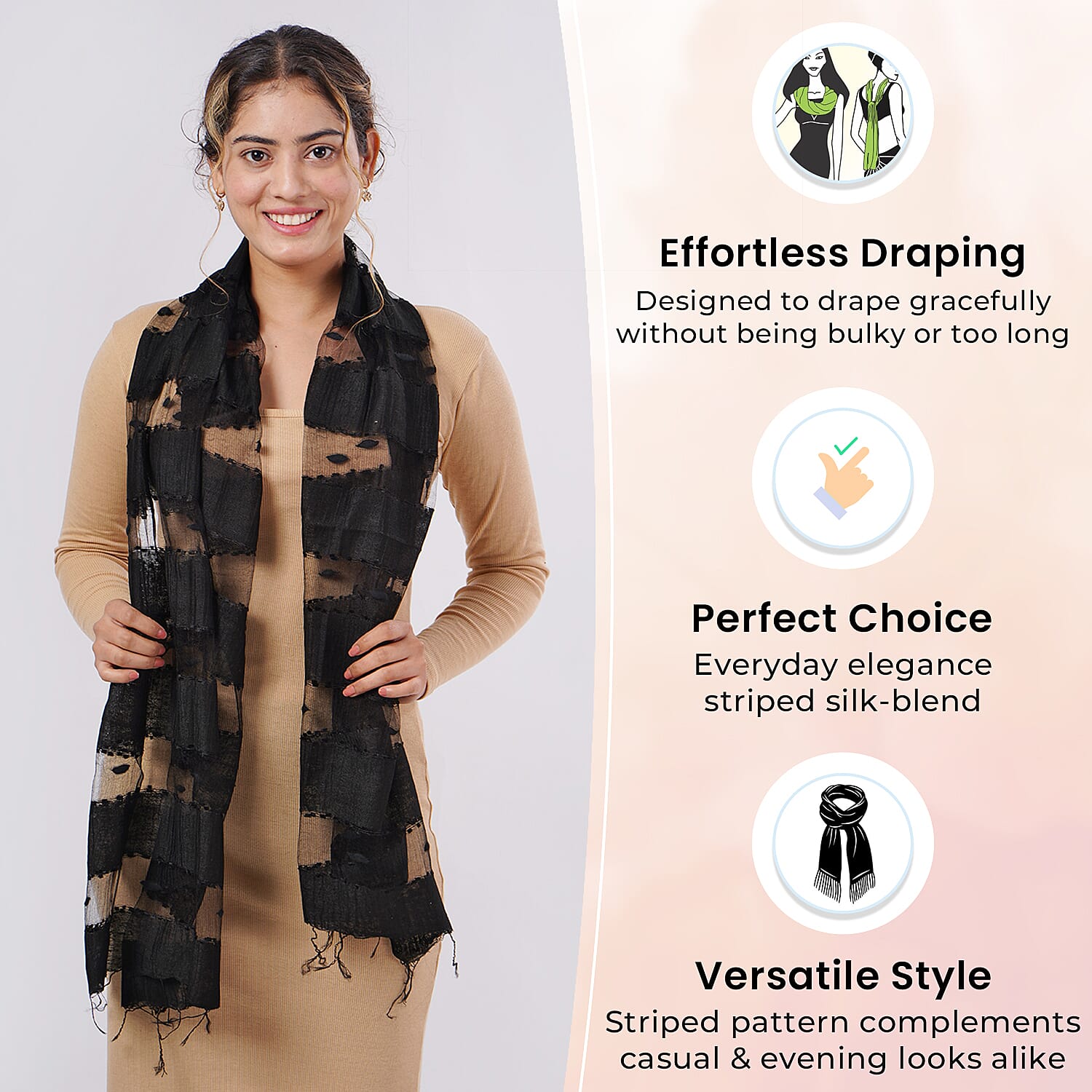 30% Silk and Modal Printed Women's Scarf 7976073 3