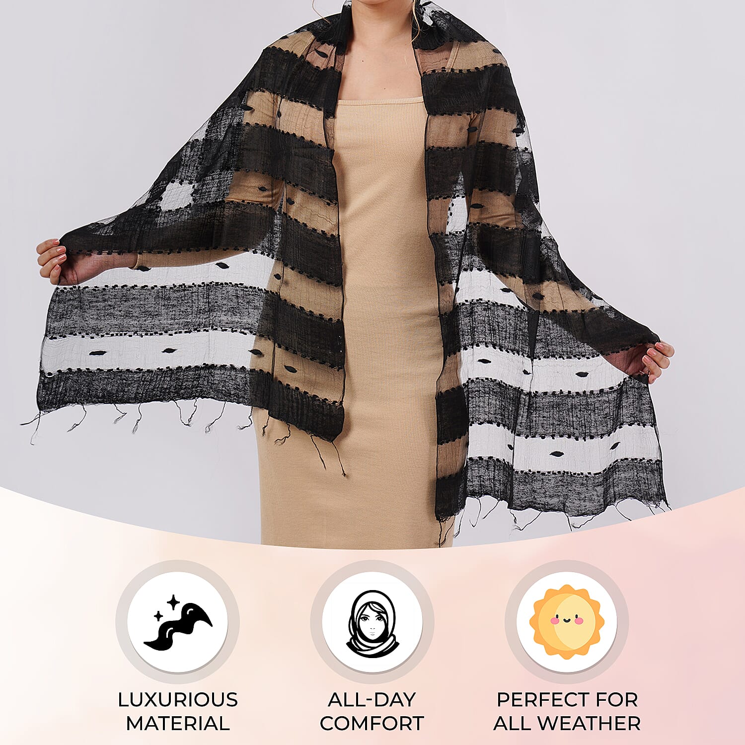 30% Silk and Modal Printed Women's Scarf 7976073 4