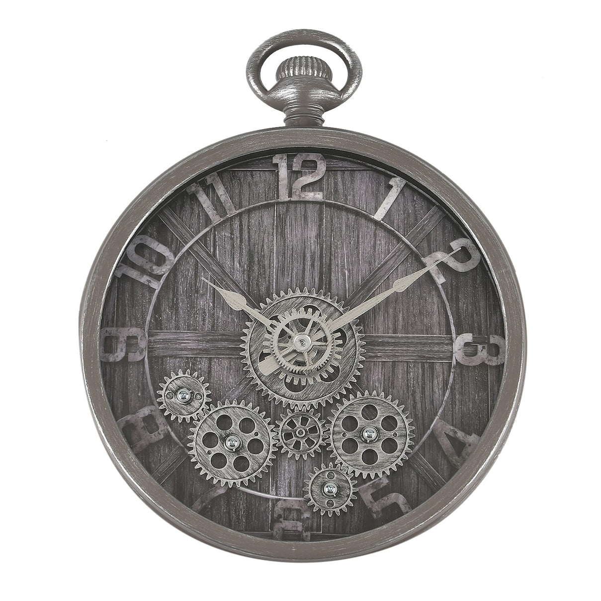 Rotating Gears Roman Numeral Timepiece - Industrial Moving Cog Skeleton Clock (26.8cm Dia) - Silver 8413464 0