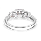 Moissanite Asscher Cut Trilogy Ring in Rhodium Overlay Sterling Silver 1.40 Ct.