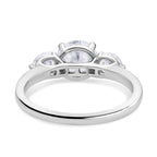 Moissanite 3 Stone Ring in Rhodium Overlay Sterling Silver 2.92 Ct