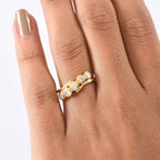 Moissanite 5 Stone Ring in 14K Yellow Gold Plated Sterling Silver