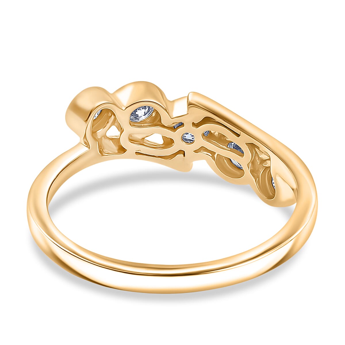 Moissanite 5 Stone Ring in 14K Yellow Gold Plated Sterling Silver 8289864 4