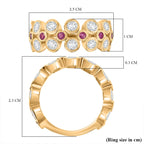 D'Joy Moissanite & African Ruby Band Ring in 18K Vermeil Yellow Gold Plated Sterling Silver 2.51 Ct.