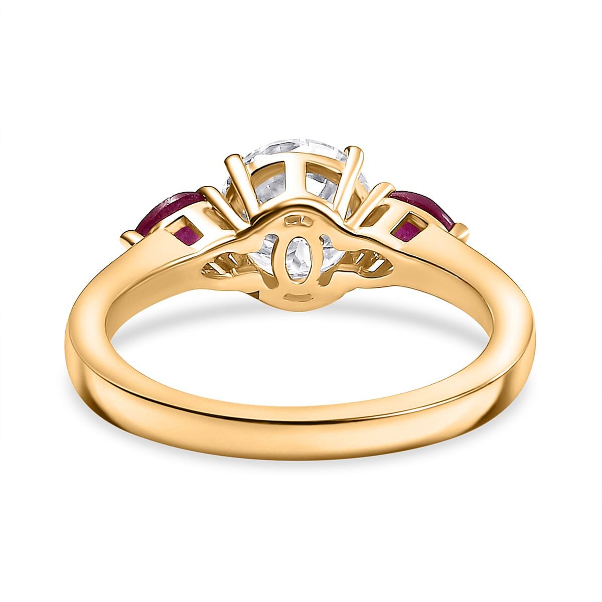 Moissanite &amp; African Ruby Solitaire Ring in 18K Vermeil Yellow Gold Plated Sterling Silver 1.72 Ct. 8030939 4