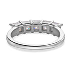 Moissanite (Asscher Cut) 5 Stone Ring in Rhodium Overlay Sterling Silver 1.70 Ct