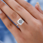 Moissanite (Asscher Cut) Solitaire Ring in Platinum Overlay Sterling Silver 5.40 Ct.