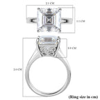 Moissanite (Asscher Cut) Solitaire Ring in Platinum Overlay Sterling Silver 5.40 Ct.