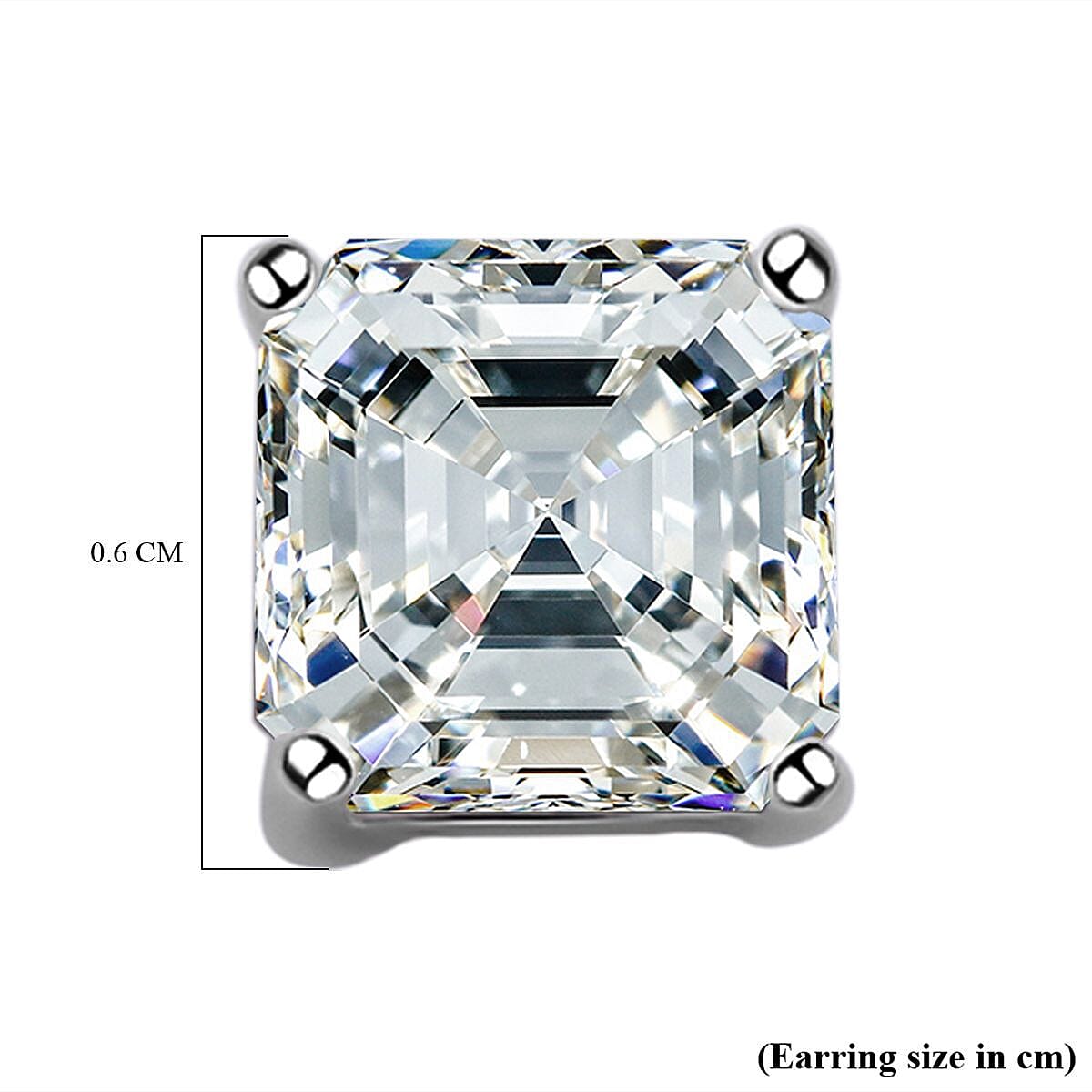 Moissanite Asscher Cut Stud Earrings (With Push Back) in Rhodium Overlay Sterling Silver 7266308 4