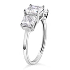 Moissanite (Asscher Cut) Trilogy Ring in Platinum Overlay Sterling Silver 2.482 Ct.